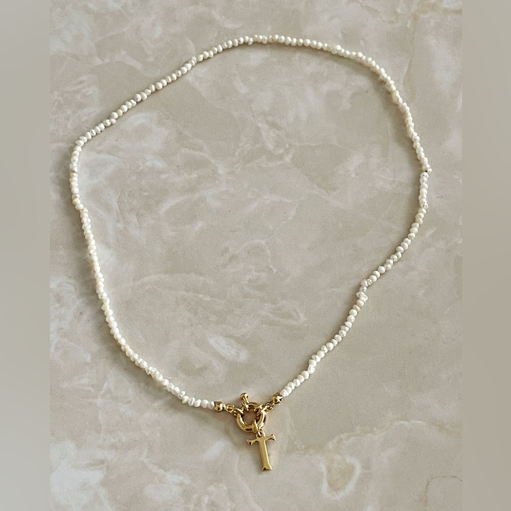 BY NOUCK “T” Inital Pearl Choker Necklace